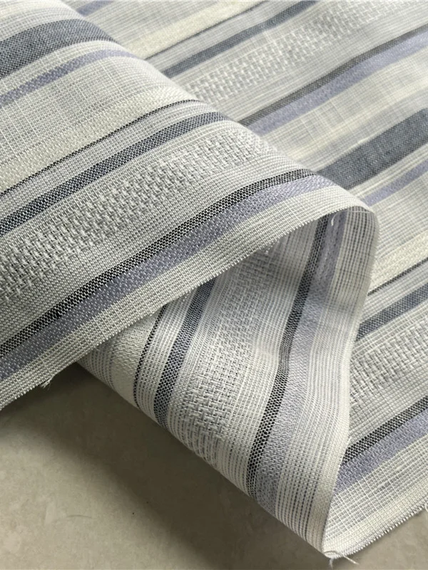 Blue Strip Old Wind Linen Fabric Pure Natural Soft Pants