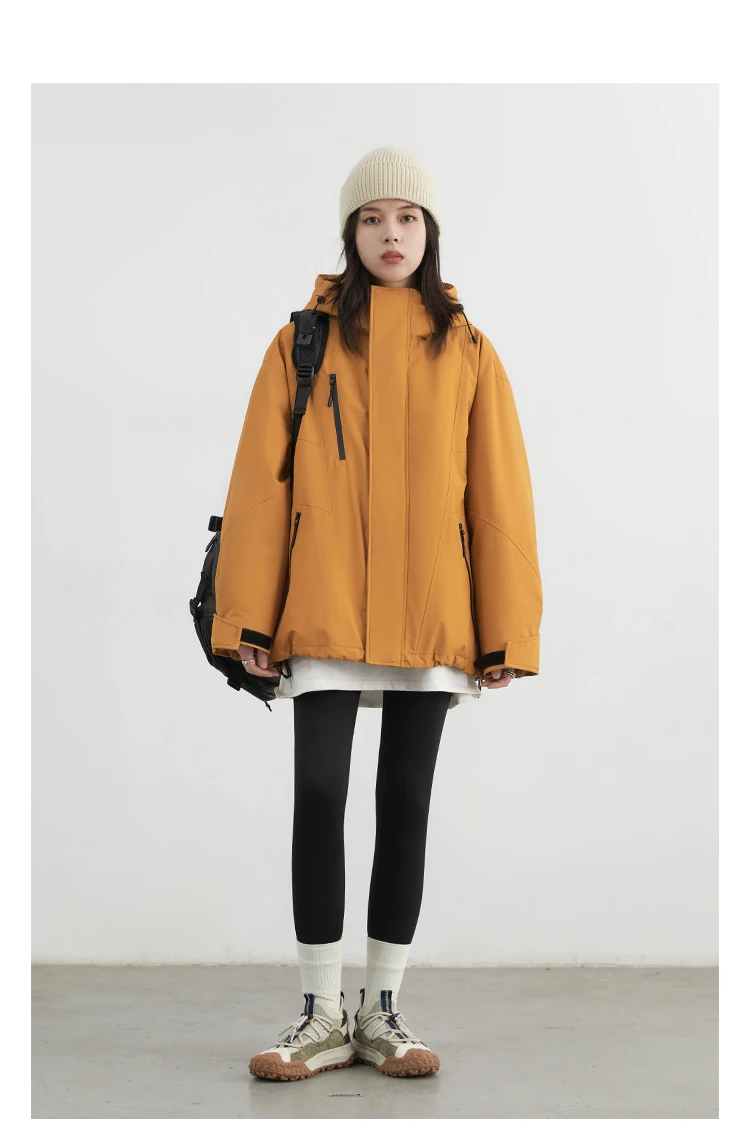 CHIC VEN Women Down Jacket Loose Outdoor Stand Up Collar Hooded 90 White Duck Down Lady Sport Coat Winter 2024 Female Clothing