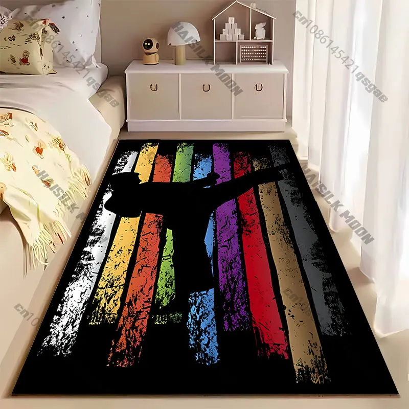 Martial arts silhouette colorful background carpet Yoga living room room decor children's crawling mat doormat area rug