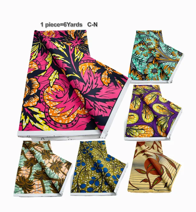 African New Wax Fabric Nigeria Ankara Wax Fabrics Prints Tissu Handicraft Block Batik Dutch For Dresses Cloth Sewing Materials