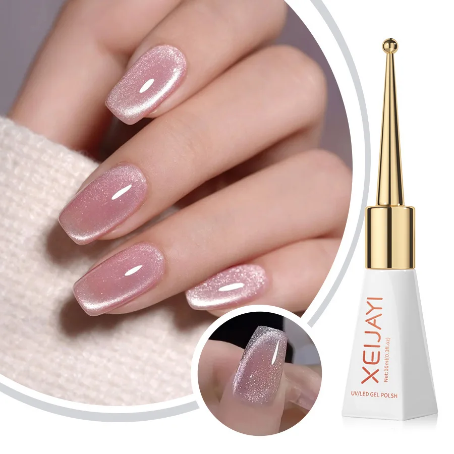 3-teiliges rosa Katzenaugen-Gel-Nagellack- und Magnetwerkzeug-Set, 1ja (0,34 Unzen), magnetisches Katzenaugen-Nagelgel, UV-halbpermanenter Lack, Nagelzubehör