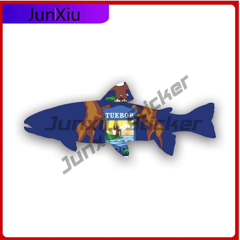

Michigan State Shaped Trout Sticker Creative Decals Uv Protected Mi Fly Fishing Fish Fishers Freshwater Angler Salmonidae