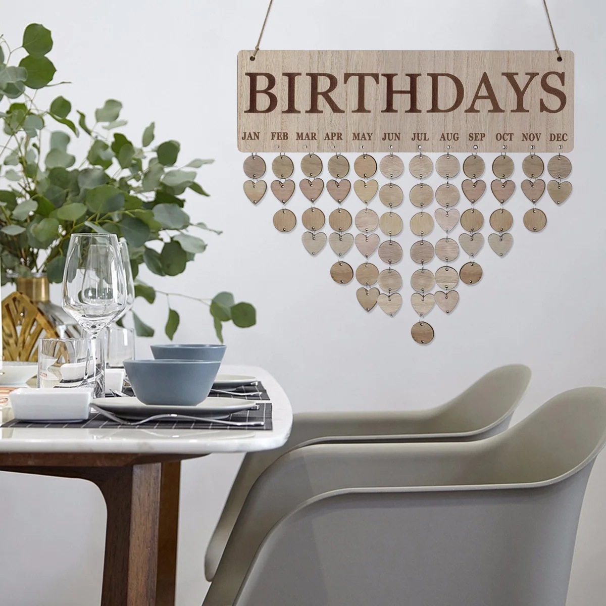 

Wooden Block Calendar Family Birthday Board Wall Decoration Reminder Anniversary Mothers Day Fathers Day Easy Assembly Hanging