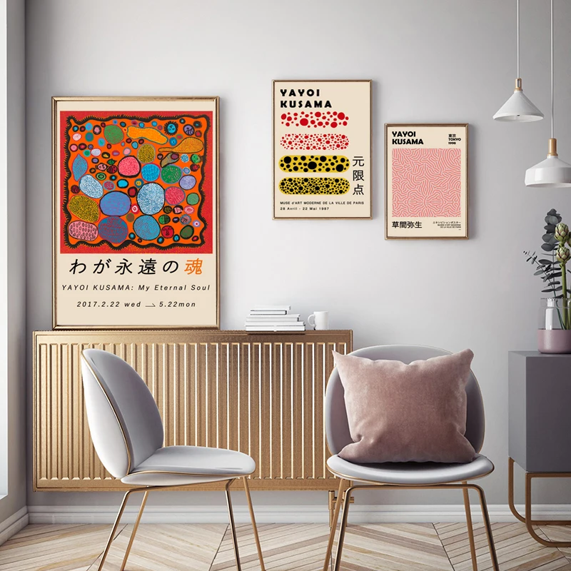 Yayoi Kusama Exhibition Posters and Prints Gallery Wall Art Picture Museum Modern Canvas Painting Nordic Living Room Decor