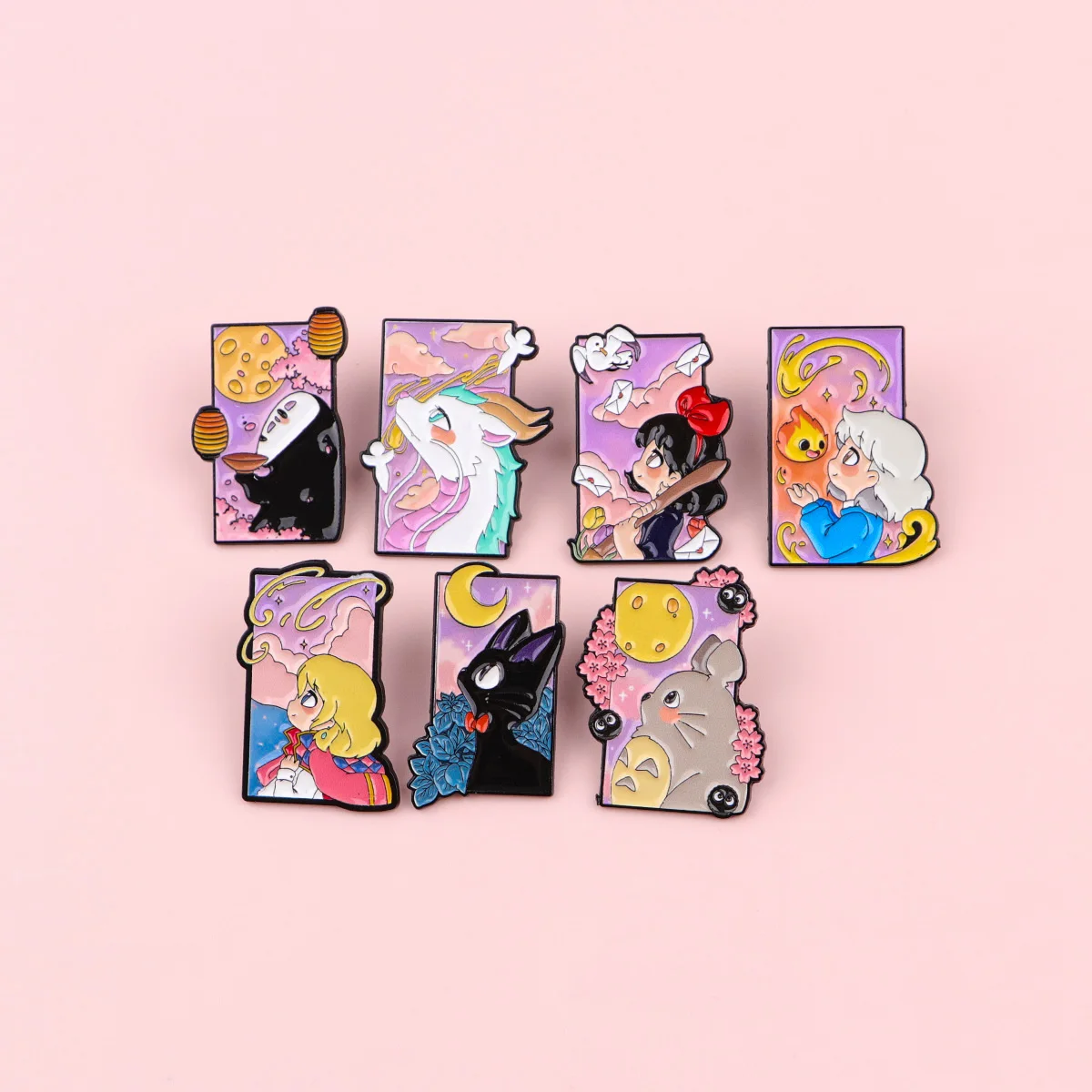 7 יחידות חמוד חתול שחור סט סיכות אמייל סיכת קריקטורה למעיל נשים סיכות אופנה תגי דש תכשיטים מתנת קוספליי אביזרי