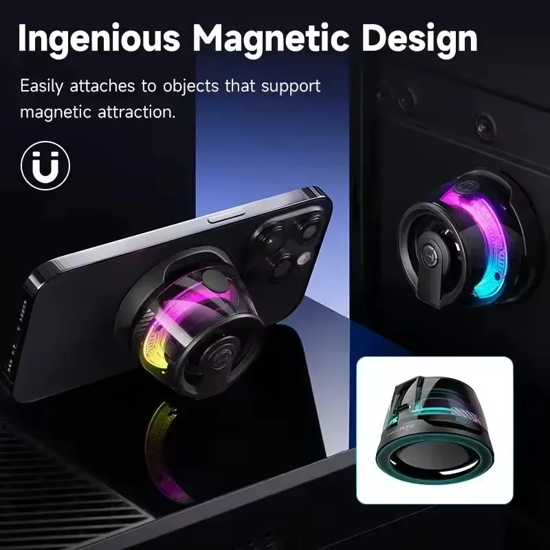 Portable Bluetooth Speaker HECATE G200 RGB Lighting Magnetic Speaker Bluetooth 5.3 Mini Sound Box 7 Hours Playback Phone Holder