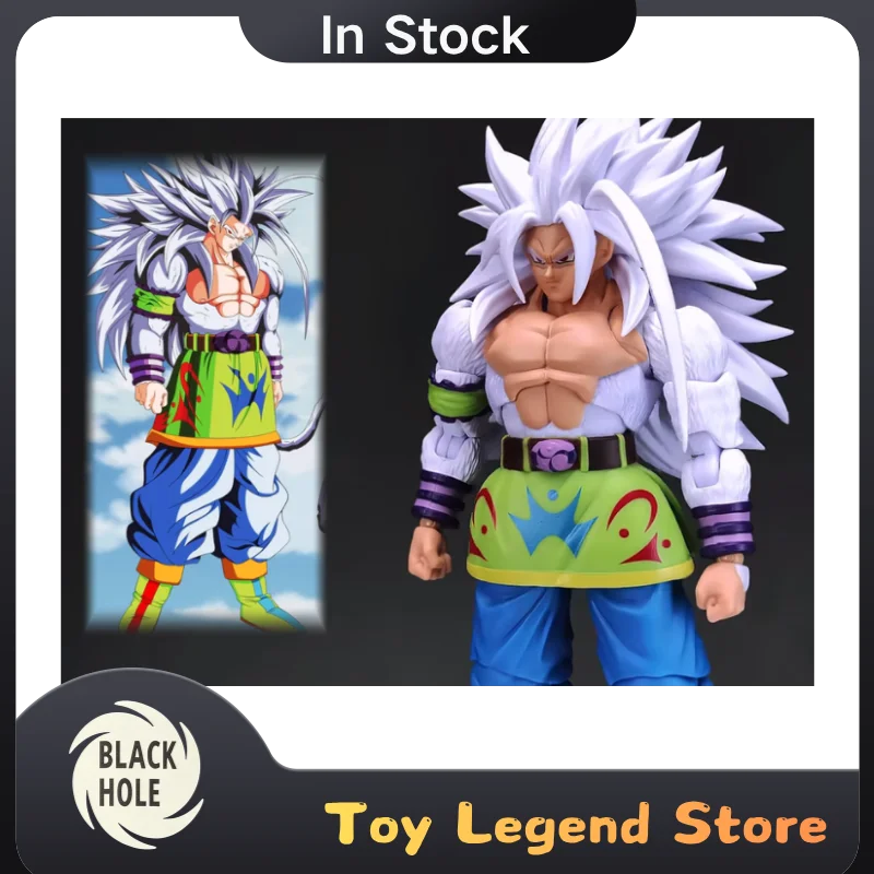

In Stock Black Hole Dragon Ball Super Saiyan 5 SSJ5 Son Goku White Hair Goku 1/12 Scale Anime Action Figure Toys Collection Gift