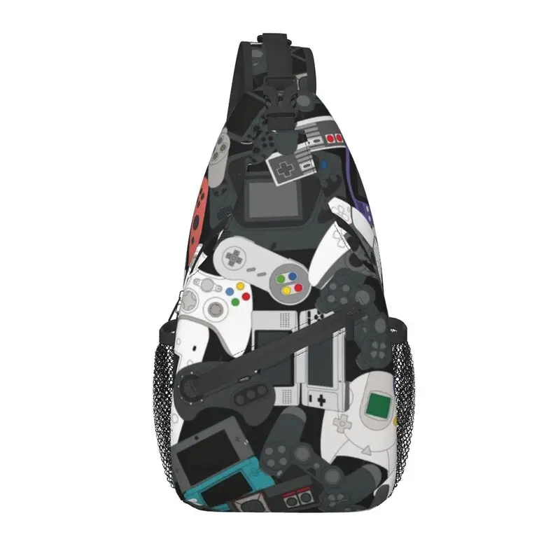 Gamer controlador sling saco para ciclismo acampamento homem nostalgia jogo de vídeo vintage gaming peito crossbody mochila ombro daypack