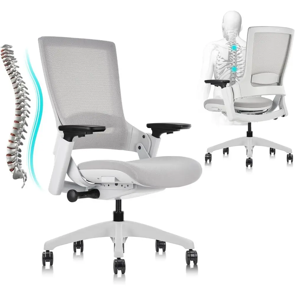 

Swivel Ergonomic Executive Chair: Adjustable Computer Desk Chair with 3D Armrests, Lumbar Support, and Mesh Backrest for Office