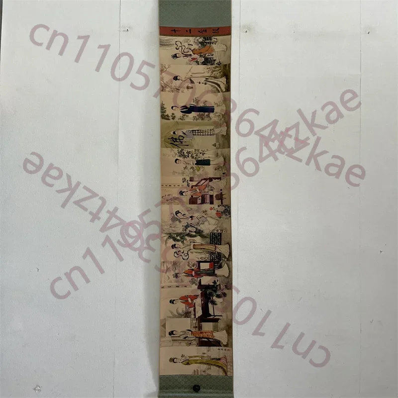 China Ancient Picture Paper,Character Painting,Fei Danxu's Twelve Beauties,  Long Scroll Painting