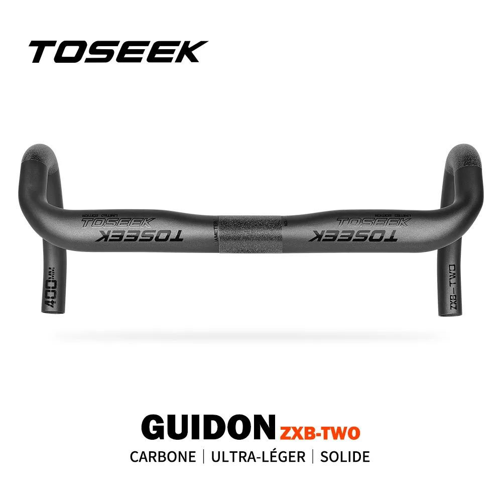 TOSEEK – guidon de vélo de route en Fiber de carbone, barre coudée, noir mat, 40/42/44 cm, routage externe