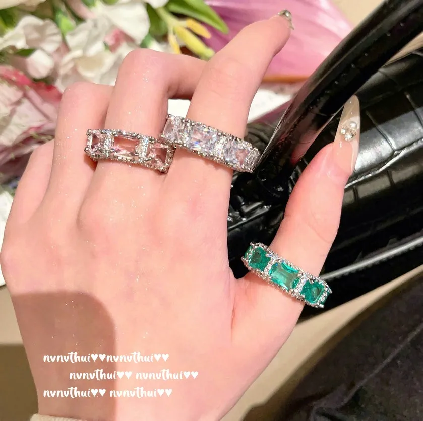 New Arrival Fashion Sterling 925 Silver Rings Female Engagement Accessories Bright Zirconia Stylish Finger Jewelry for Wedding