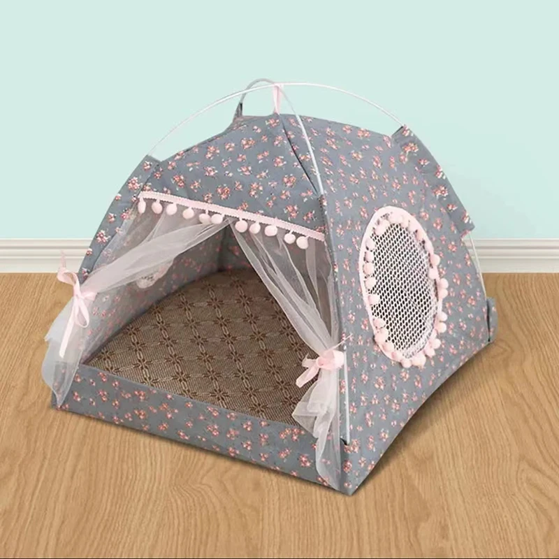 Cat Broken Flower Tent Semi Enclosed Internet Celebrity Tent Nest Universal For All Seasons Pet Supplies Summer Dog And Cat Nest - view 2