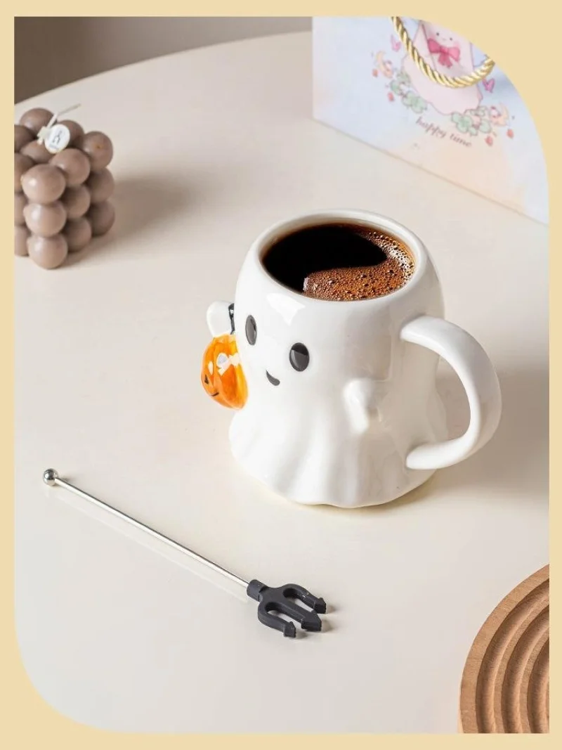 

Halloween Ceramic Mug - Cute Ghost Cup Gift for Girlfriend, Funny & Practical