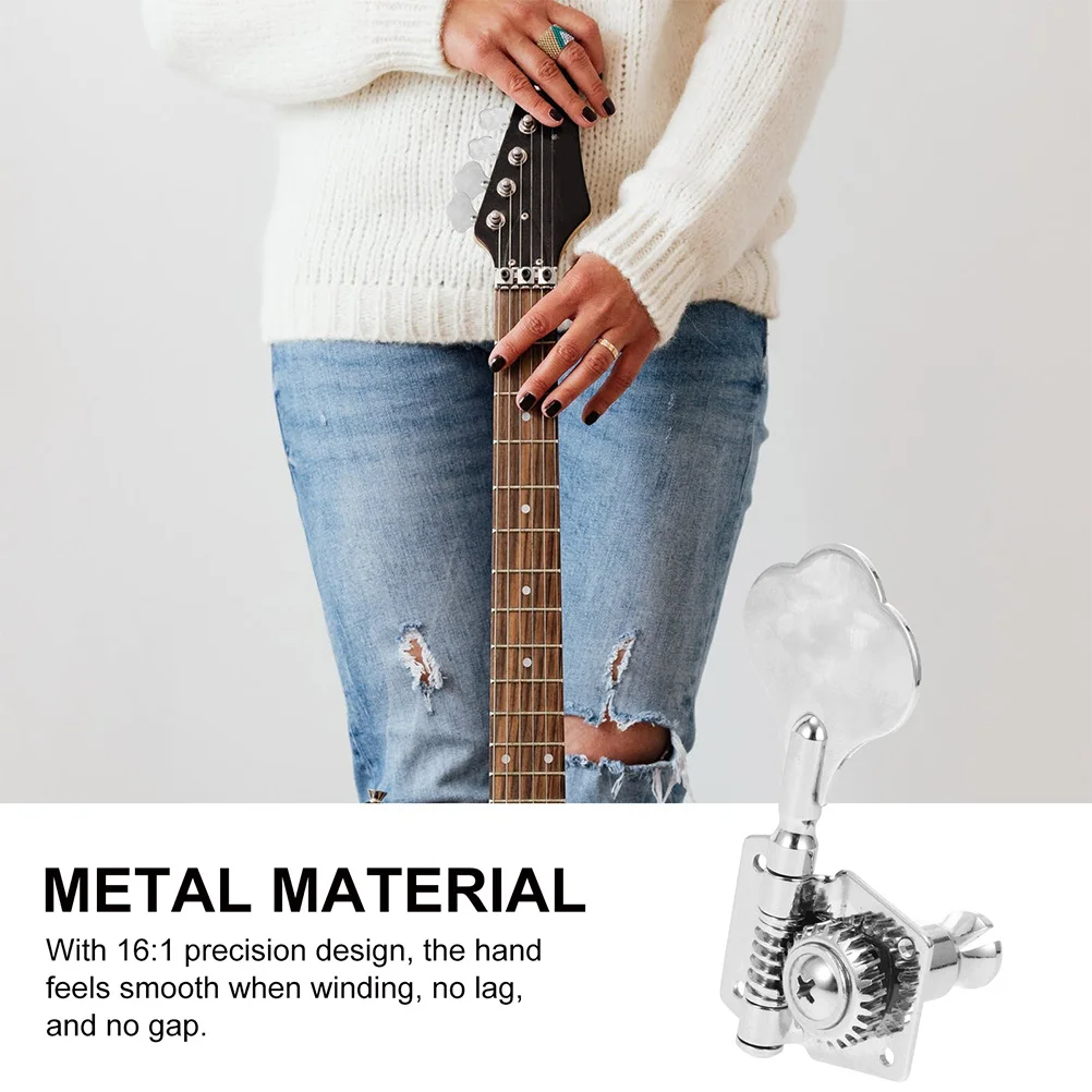 

1 Set Of Tuning Pegs Metal Body Durable Electric Bass Machine Head Replacement For String Fixing Accurate Pitch Control Bass
