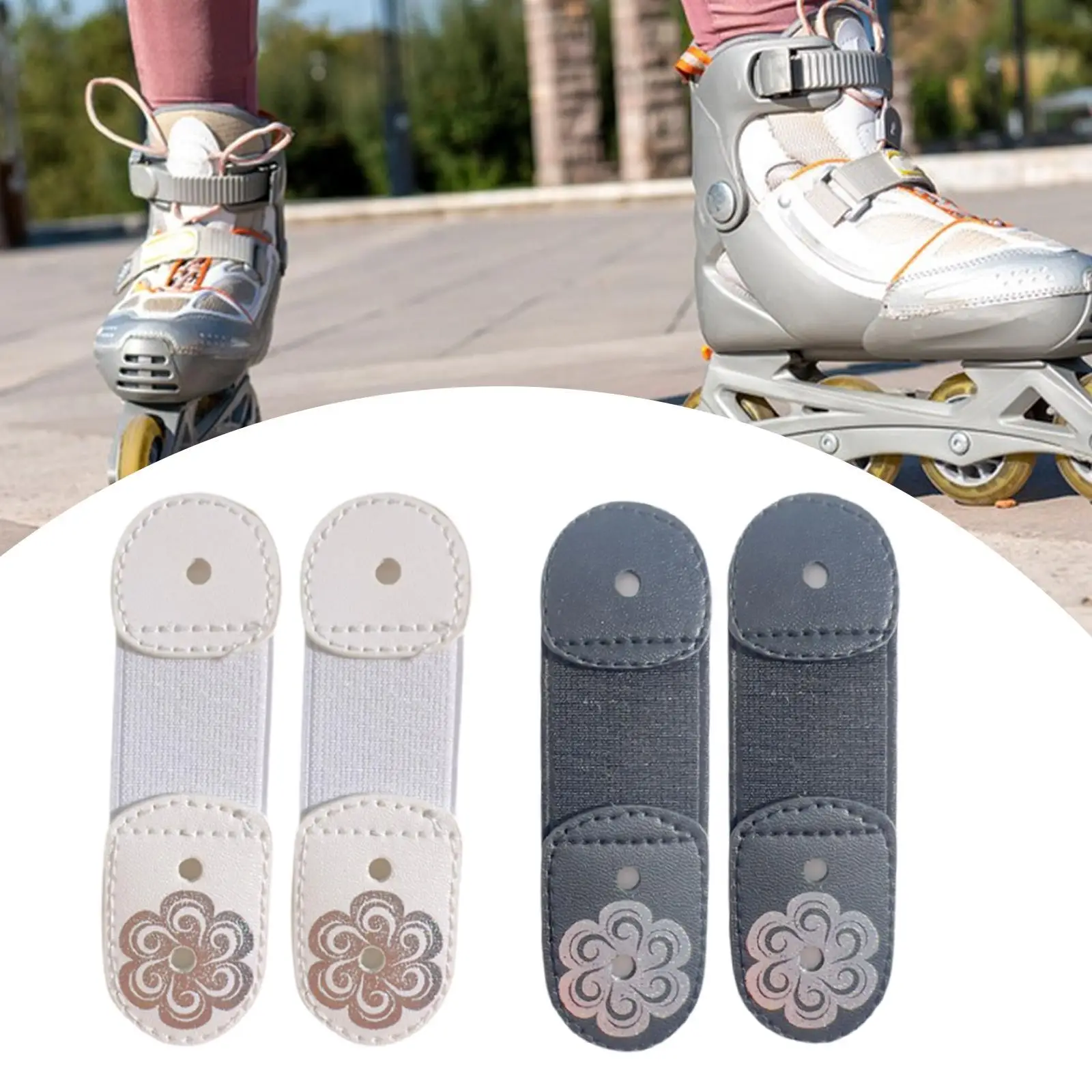 

2x Ice Skating Lace Straps 3.94inchx1.18inch Cover for All Shoe Size Beginners