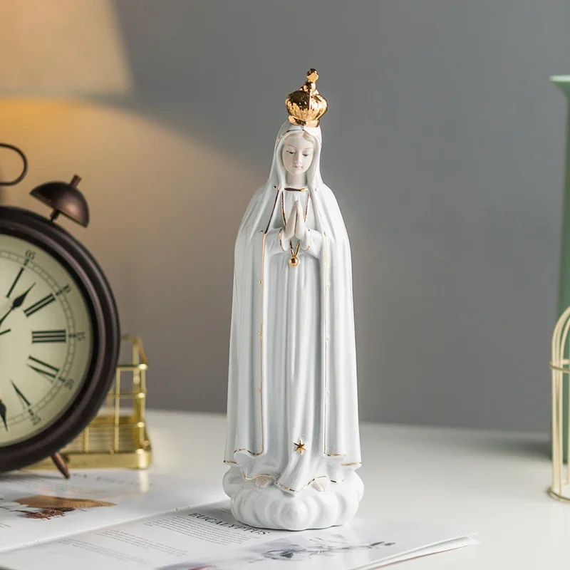 

Роза Фатима, значок Девы Марии, католическая реликвия, церковь, керамическая скульптура, украшения для гостиной, настольный декор, рождественский подарок, поделки