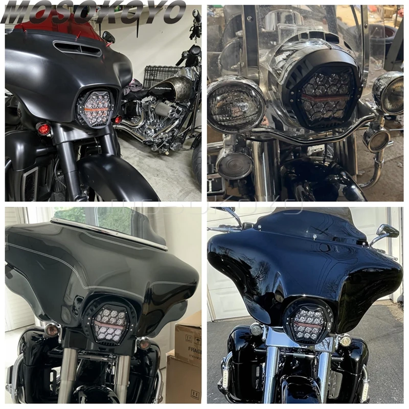 Headlight Hi/Lo Beam DRL Motorcycle 7" LED Headlamps For Harley Touring Softail Heritage Deluxe Slim CVO Classic Dyna Switchback view 6