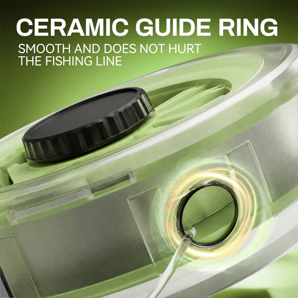 ZUKIBO Green Hangable Line Storage Box Carbon Line Tackle  Built-In Cutting Blade PC Leader Spool Fishing Line Organizer