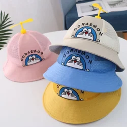 Doraemon Bucket Hat Cute Cartoon Anime Child Beach Round Cap Full Fabric Kuromi Trend Bamboo Fashion Dragonfly Gift
