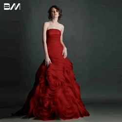 Modern Floral Shaped Prom Dress for Women Customized Strapless Tulle Long Women's Evening Dresses Solid Many Colors Party Gown