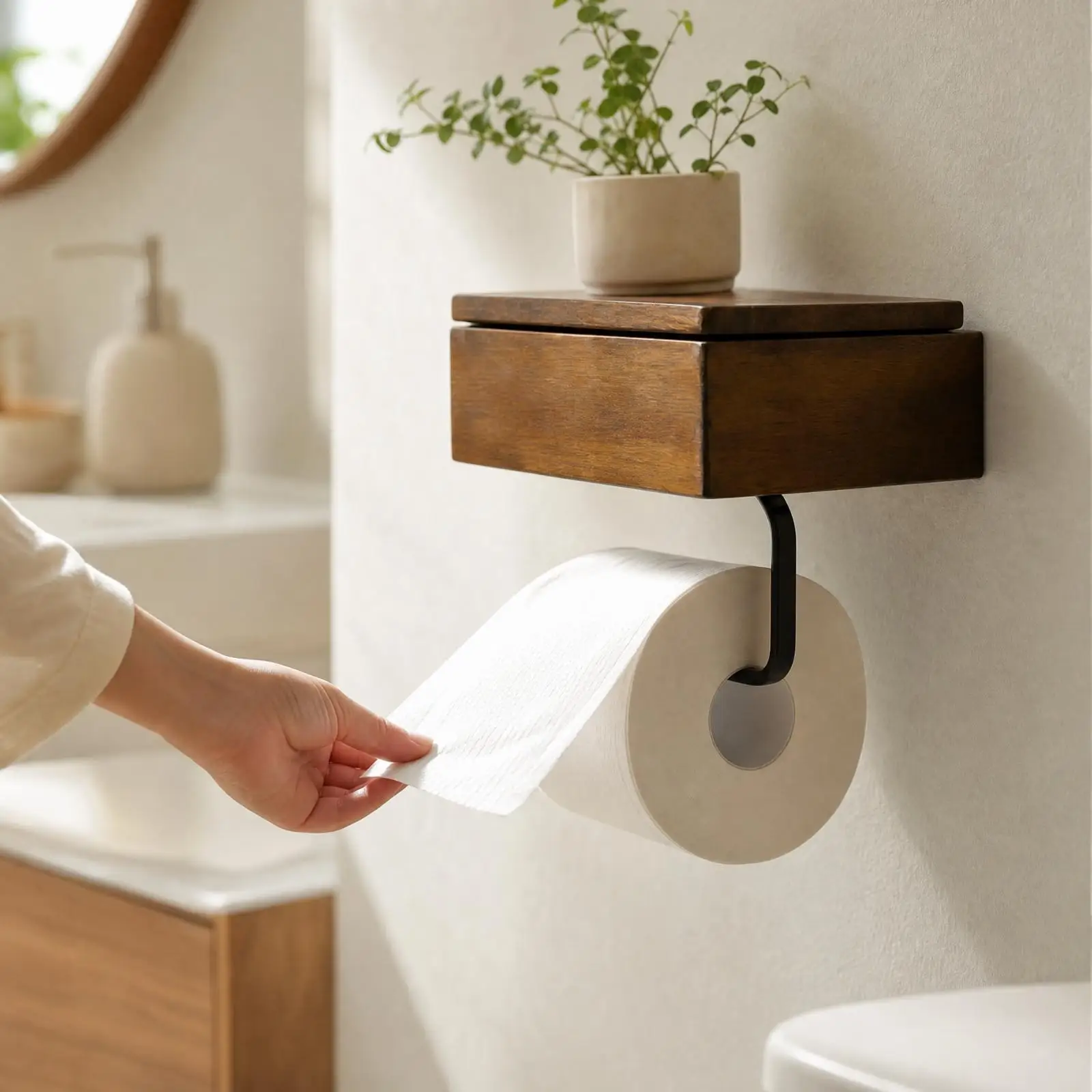 Wall Hanging Toilet Paper Container with Storage Box for Farmhouse Style Bathroom and Powder Rooms