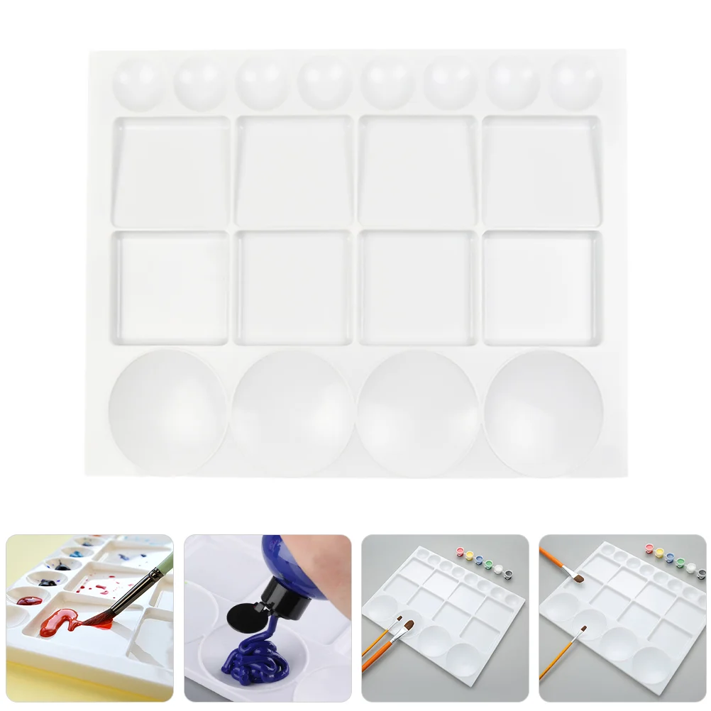 Multi Functional Lightweight Plastic Watercolor Palette Artist Paint Mixing Board Pigment Trays Color Plates Portable