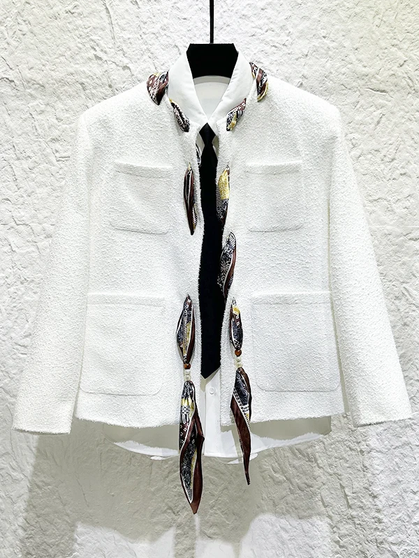 

Осенне-зимний персонализированный модный шелковый шарф, дизайнерская ретро-роскошная короткая куртка-пальто, мужская одежда Tagkita из полиэстера и спандекса