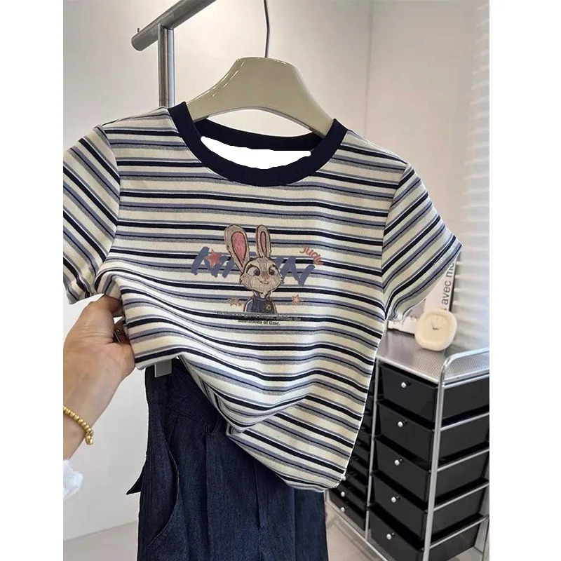 2025 طباعة مخططة جديدة بألوان كرتونية، ملابس قابلة للتنفس ومنعشة سريعة الجفاف للصيف