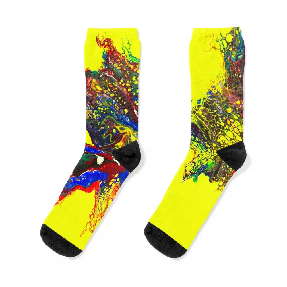 Yellow Radiance: Energetic Fusion Socks with print bright garter set designer brand Men Socks Women's