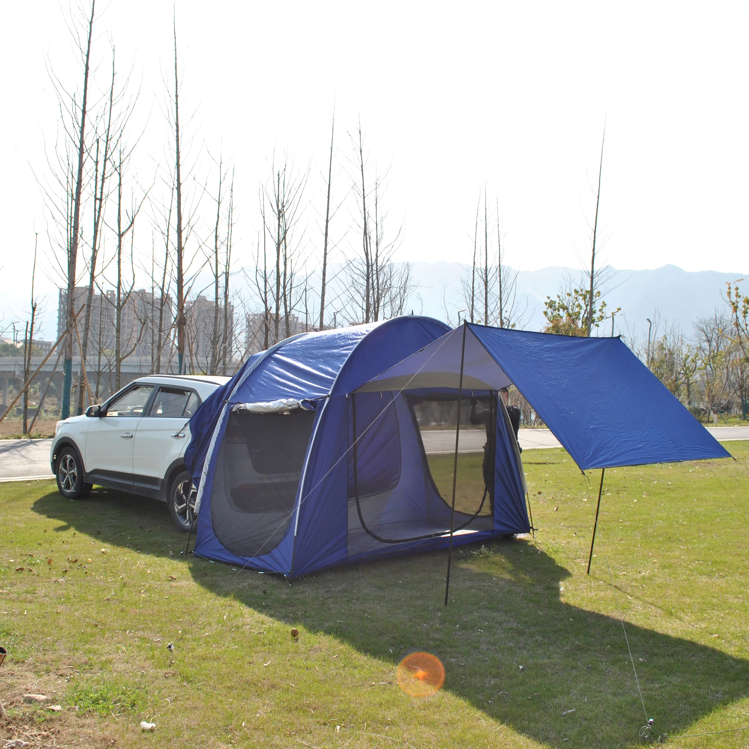 

Universal SUV Camping Tent with Large Awning, Waterproof Car Tent, Up to 4 Person Sleeping Capacity, Spacious Room, B