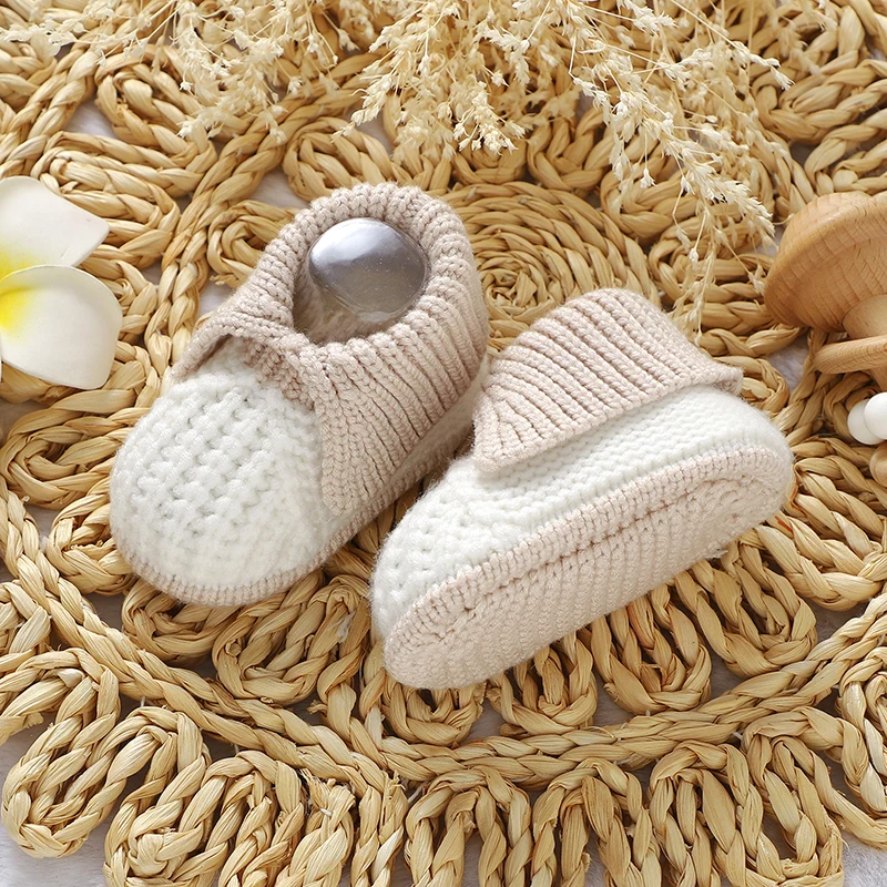 Newborn Baby Shoes Knit Boy Girls Footwear Fashion Patchwork 0-18M Toddler Clothes Accessories Infant First Bed Boots Cute Solid