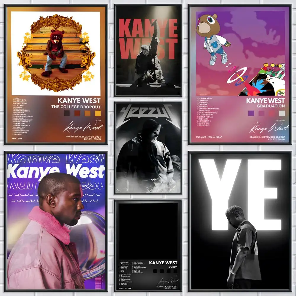 Rapper K-Kanye West Painting Calligraphy Frameless Canvas Poster Wall Art Perfect For Hallway Home Decoration Holiday Gifts