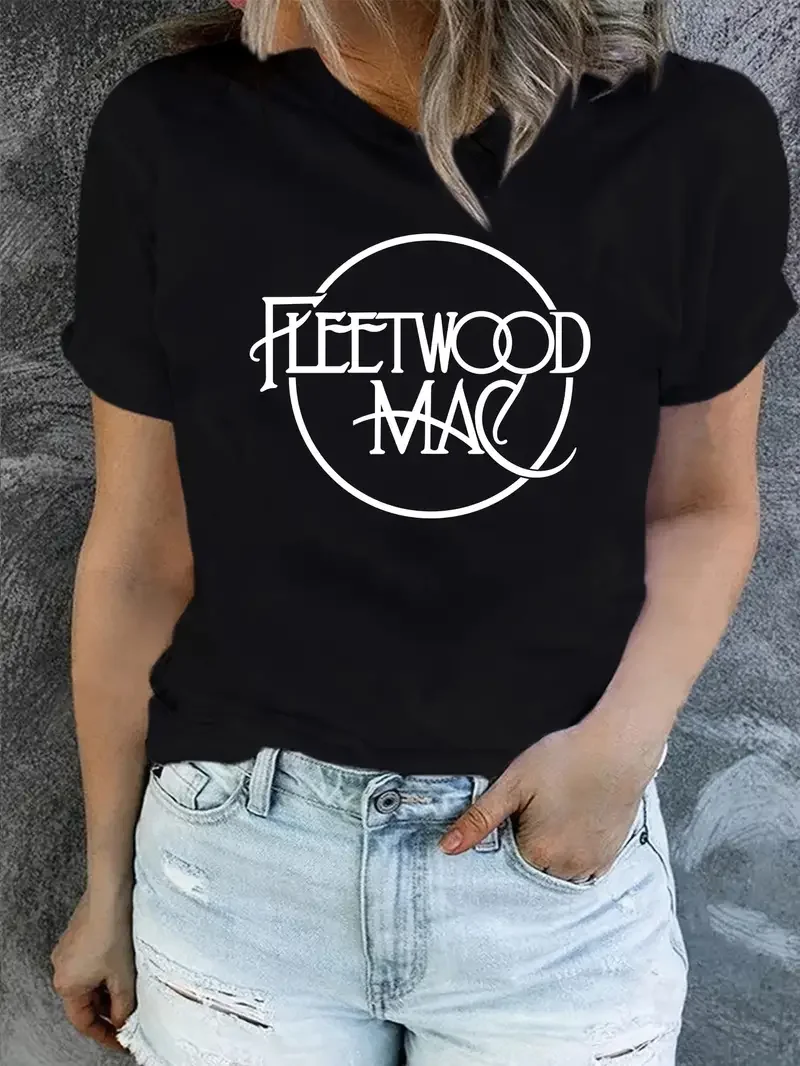 Fleetwood Mac Letter Graphic T-Shirt Women's Summer Fashion Harajuku Casual O-Neck Short sleeve Leisure clothes minimalist