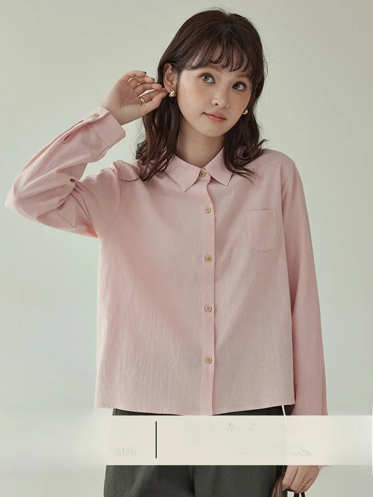 

Оригинальный розовый хлопковый топ AMUU с одной пуговицей, длинный, удобный, дышащий, в корейском стиле, для женщин