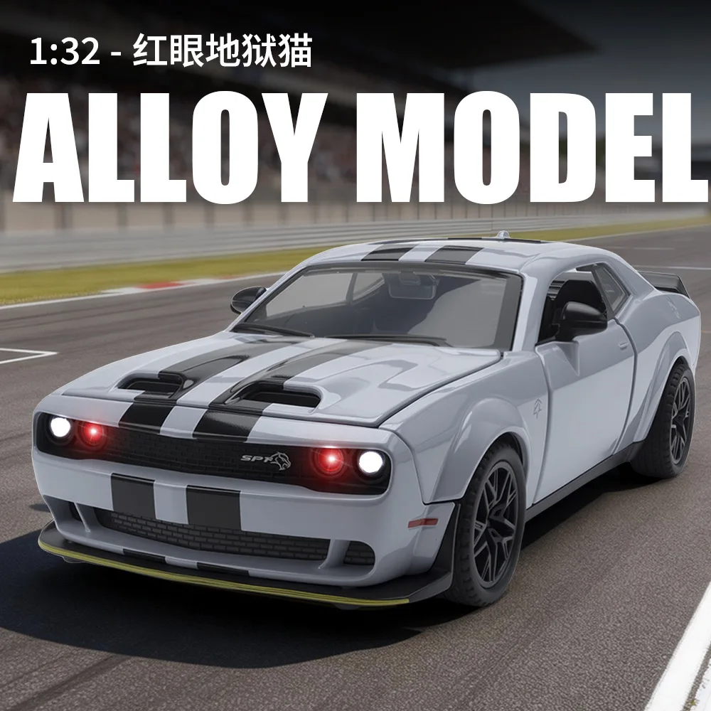 1:32 Dodge Challenger SRT Hellcat Redeye Supercar Model Samochodu z Odlewu Metalowego, Metalowy Model, Ozdoba na Biurko i do Domu, Prezent Urodzinowy