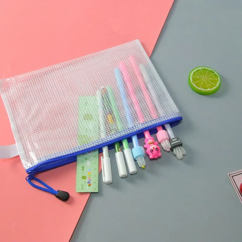 1pcs File Bag Transparent Plastic A4 16c Documents Filing Storage Bag Student Organizer Information Pocket Folders Stationery