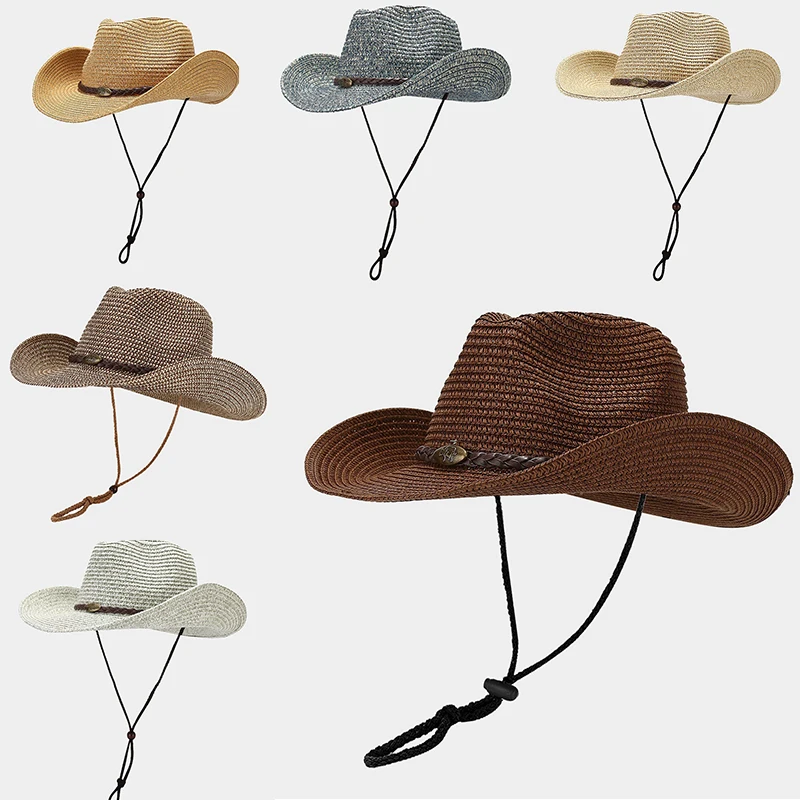 

2026 Summer Trendy Wide Brim Sun Hat Outdoor Western Cowboy Sun Shade Fisherman Cap Adjustable Breathable Unisex Men Women Hats