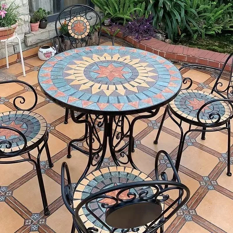 Wrought Iron European Balcony Table Chair Set Three Piece Courtyard Garden Outdoor Leisure Milk Tea Shop Seating Unit