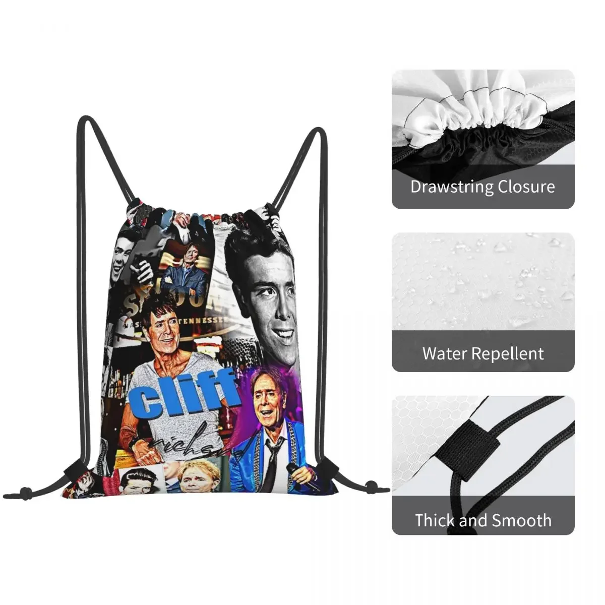 Cliff Richard Backpacks Portable Drawstring Bags Shoes Bag Book Bags for Travel School