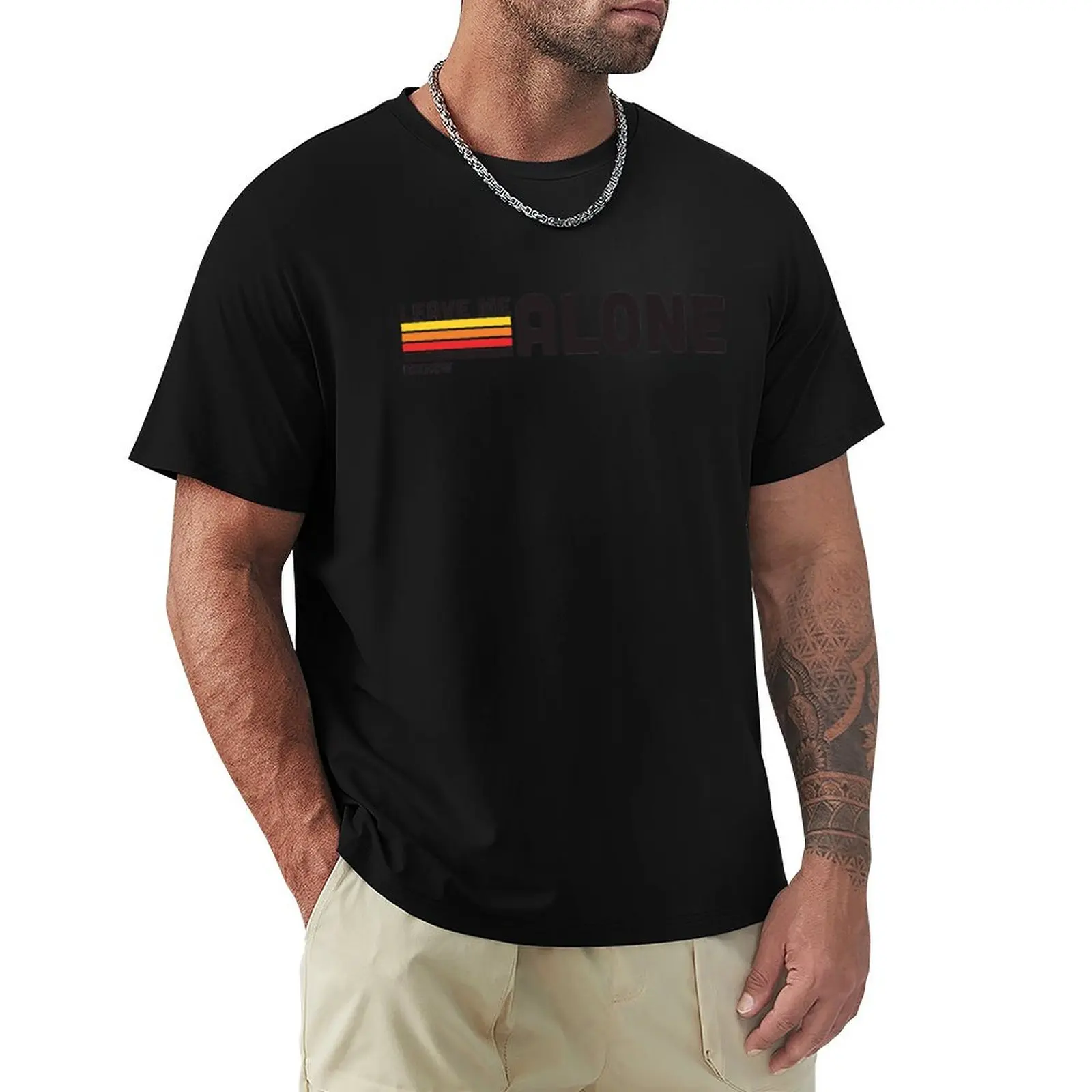 

IDKHOW Leave Me Alone T-Shirt Modern Print Casual T-Shirt