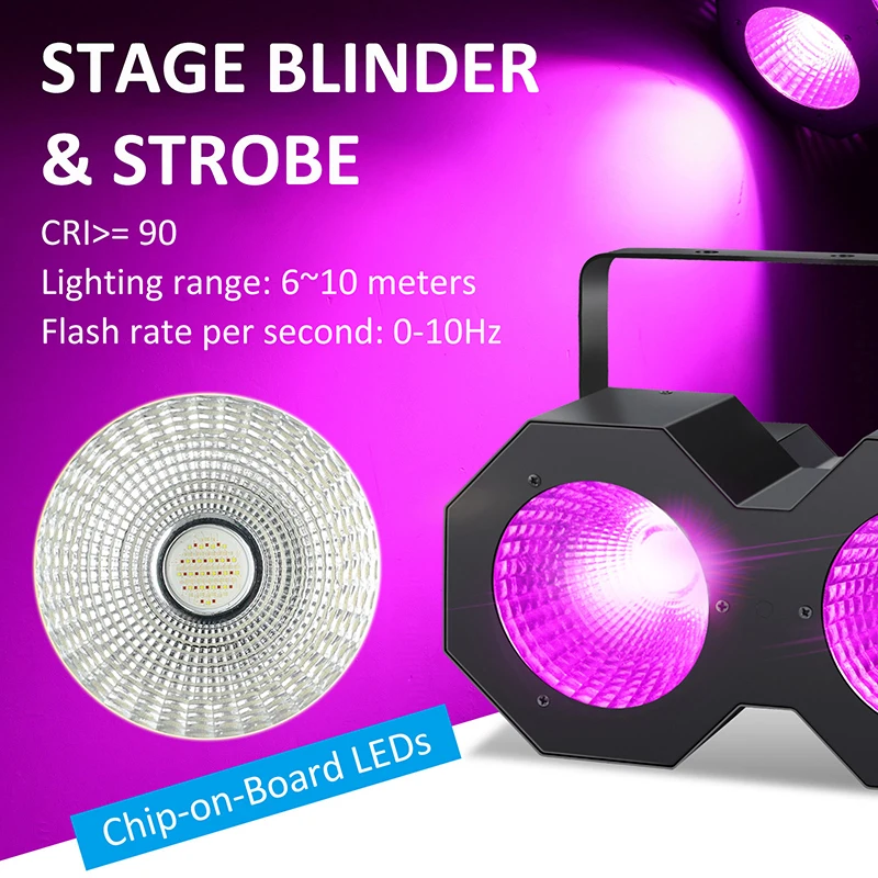 100W COB LED Blinder Stage Par Light 2 Eyes RGBW Audience Light With Sound Activation DMX512 Control For DJ Party Disco Wedding