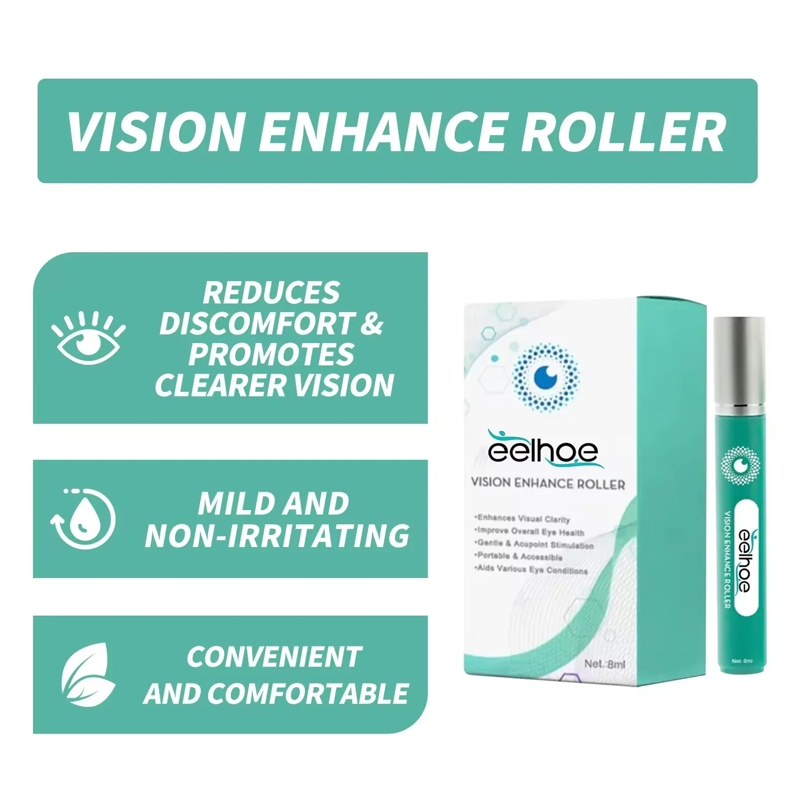 Vision Enhance Roller Promotes Clearer Eyesight Mild Relax Massage Reduce Discomfort Relieve Dryness Eye Fatigue Health Eye Care