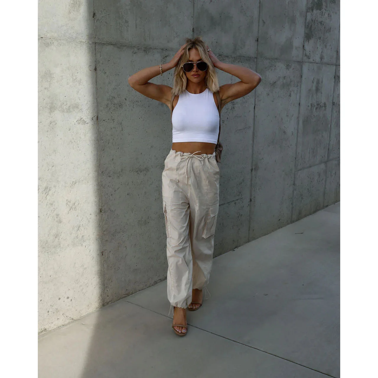 25 ans printemps/été cordon Tube droit pantalon de travail à la mode pour les femmes 3212