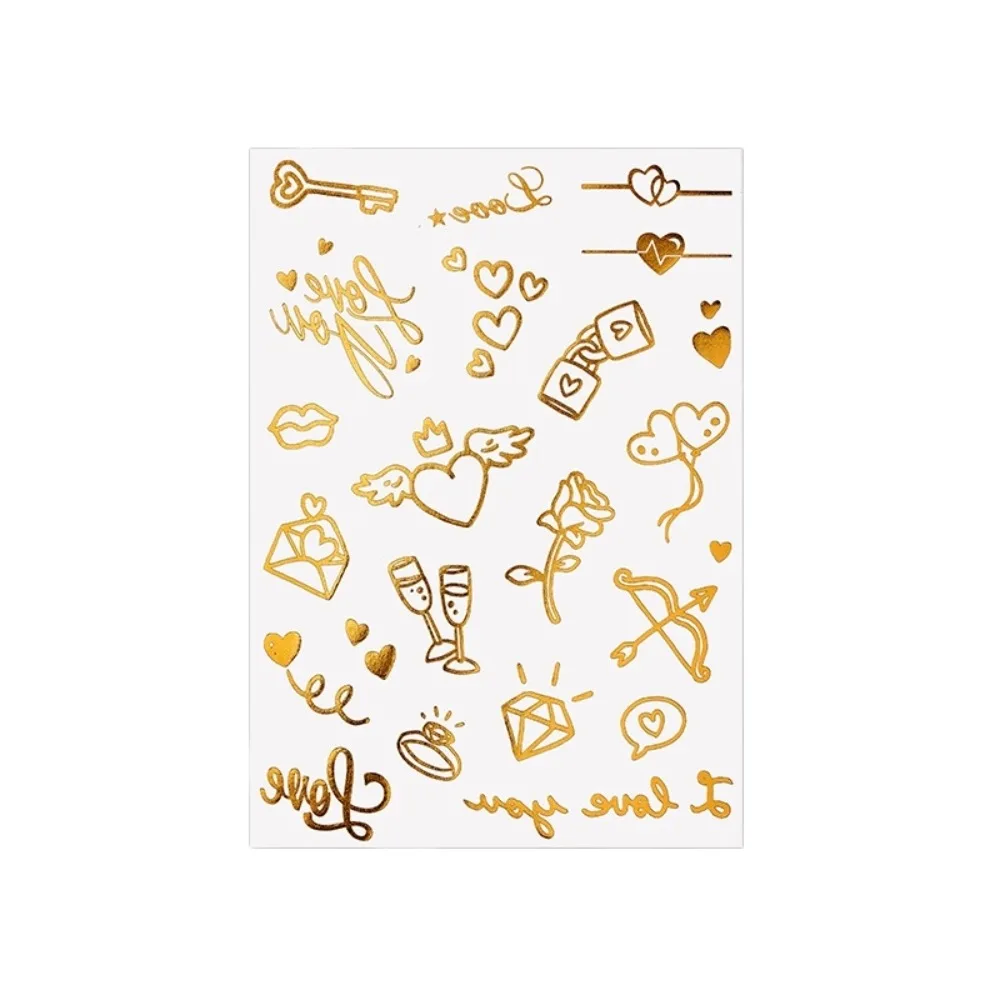 

Временные татуировки-наклейки «Золотой водный трансфер»: водостойкие, мгновенные, имитация золота, для тела, ко Дню святого Валентина