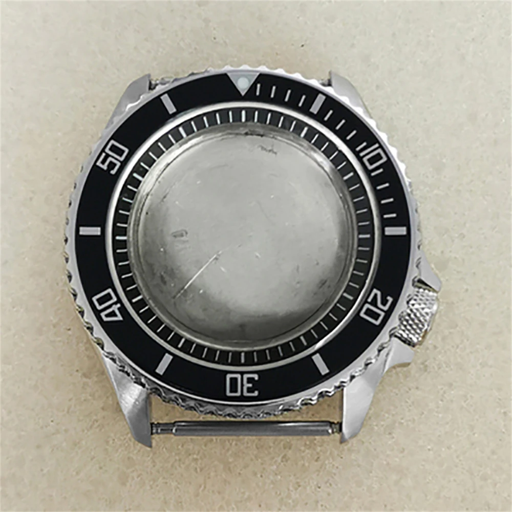 42mm Steel Watch Case Black Inner Ring +SUB Bezel Screw Crown Replacement SKX007 For NH35/ NH36/ 4R Movement Accessories