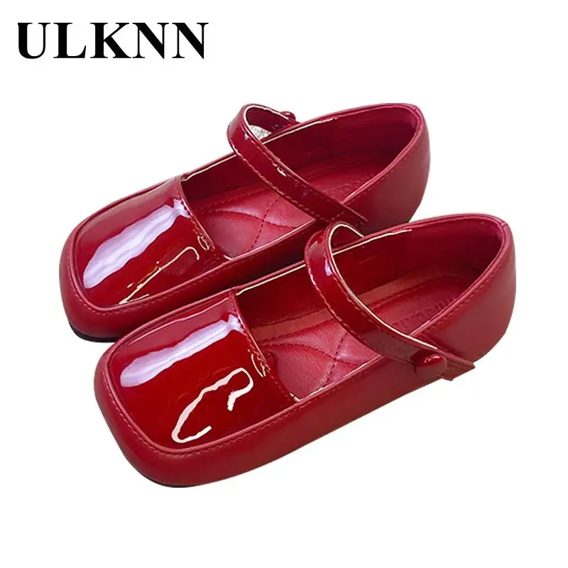 

ULKNN Flat Girls Square Toe Leather Shoes Student School Footwear Black Classicics Childdren Shoe Baby Girls Mary Jane Shoe