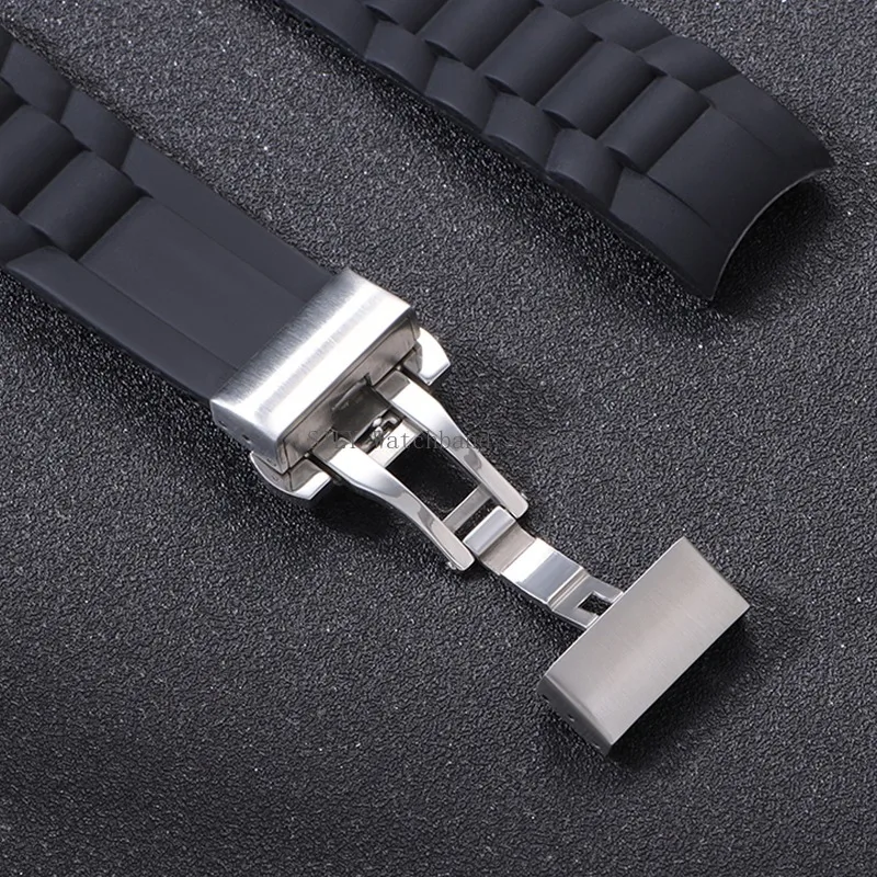 Double Press Butterfly Buttons Folding Clasps Solid 316L Stainless Steel Band Strap Watches Buckle Double Click Button Accessory