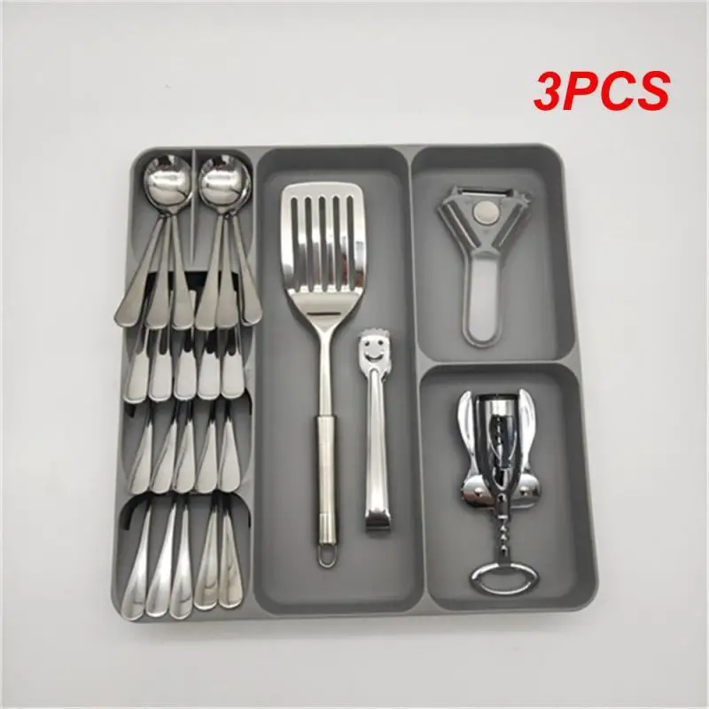 

3 шт. лоток для столовых приборов, серый/белый, высококачественный органайзер для магазина, разделитель ящика, универсальный лоток для хранения инструментов, ювелирных изделий