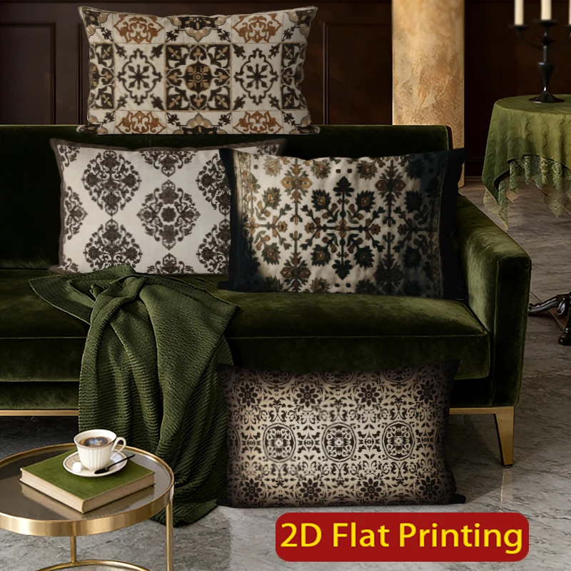 Vintage Floral Boho Throw Pillow Covers Suitable For Sofa Bedroom Car Pillow Cover Cushion Rectangular Back Cushion